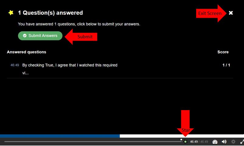 Tovuti Submit Answer for Interactive Videeo with arrows